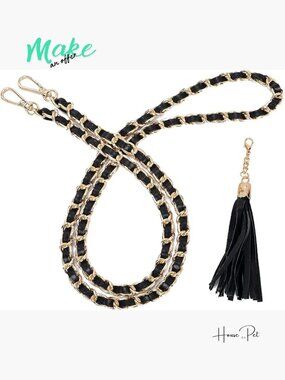 Microfiber Leather Purse Chain Strap with Tassel - 47" Replacement Shoulder